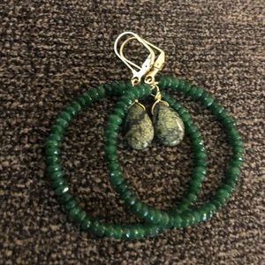 Stunning raw emerald &amazonite jasper earrings